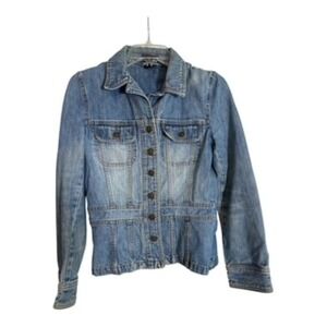 HM Denim Design Light Wash Blue Cotton Button Up Trucker Jacket Womens Size‎ 6